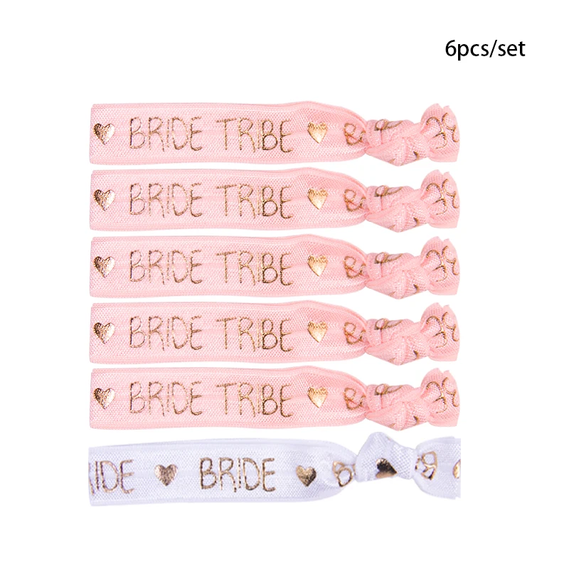 6 11pcs Team Bride Bracelets Bachelorette Party Favors Wristbands Bracelets Bride Tribe Hair Ties Bachelorette Party