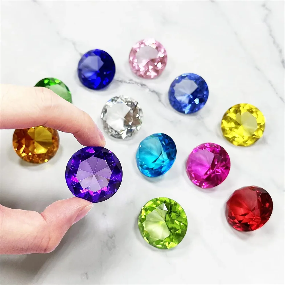 Colors Crystal Diamond Shaped Paperweight Decorative Cut Glass Giant Gemstone Wedding Home Decoration Christmas Gift 2