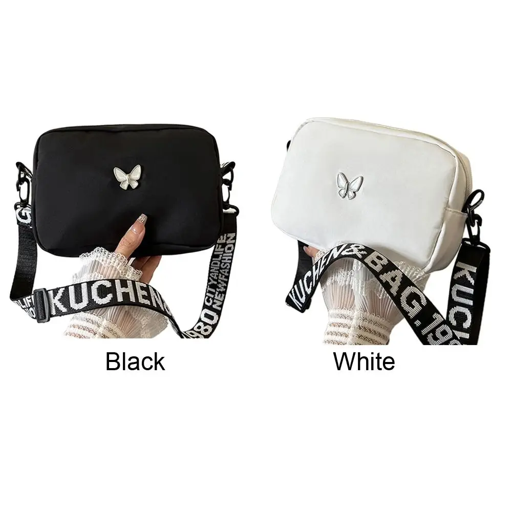Black&white Shoulder Bag shoulder bag Durable Butterly Nylon Crossbody Bag Wide Belt Casual Mini Sqaure