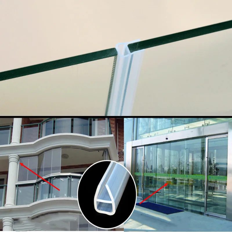 1-3M Silicone Rubber Window Glass Seal Strip U Shape Crashproof soundproof Glass shower Door Sealing Strips Hardware Accessories