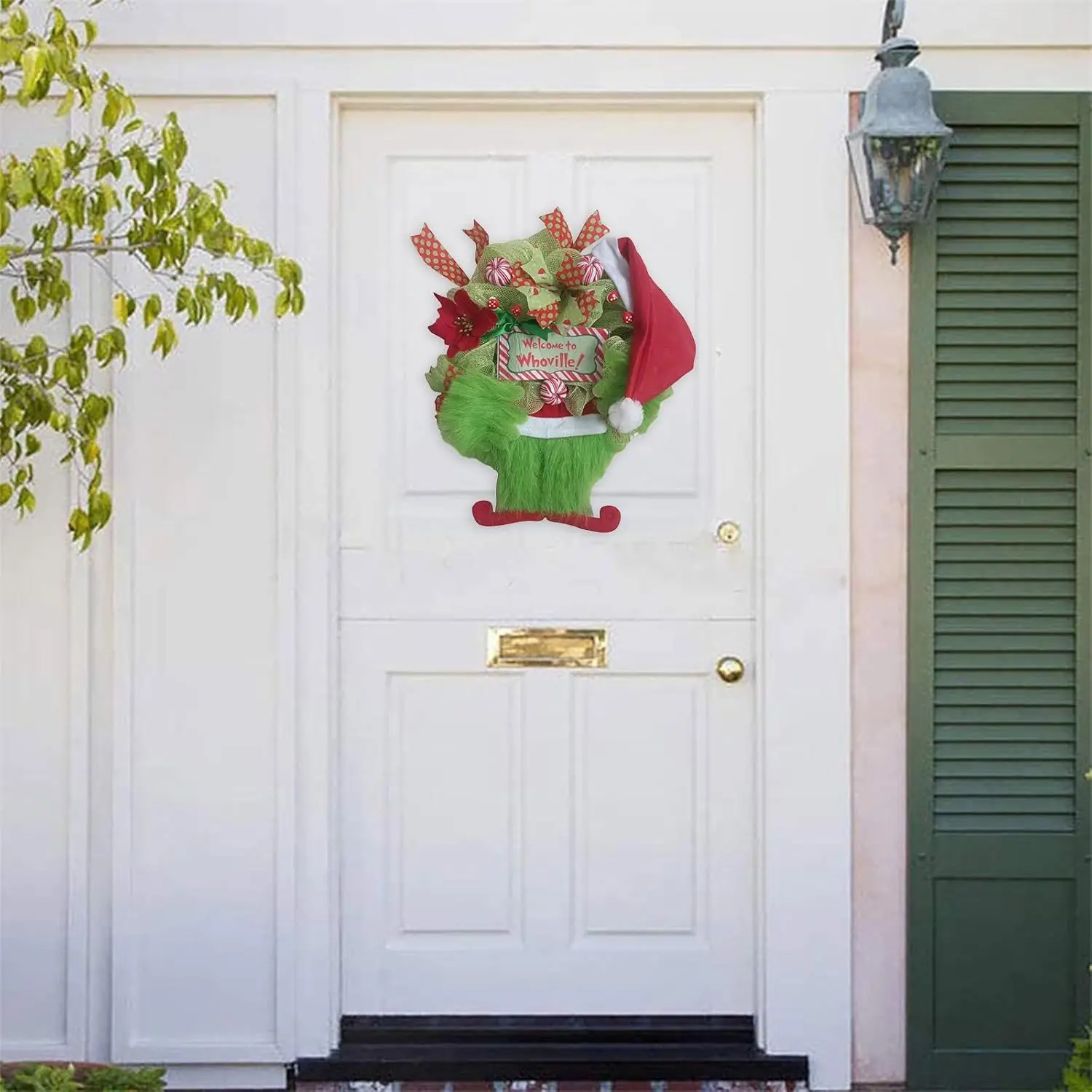 Christmas Wreath Elf Legs Welcome Sign Hanging Front Door Indoor Outdoor Home Decoration
