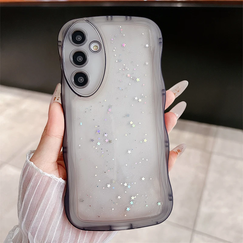 Transparent Glitter Star Wave Frame Soft Phone Case