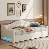 Мягкая кушетка 90x200, скандинавские европейские диваны для гостиной со светодиодным ремнем и местом для хранения под ним, бежевый — изображение 2