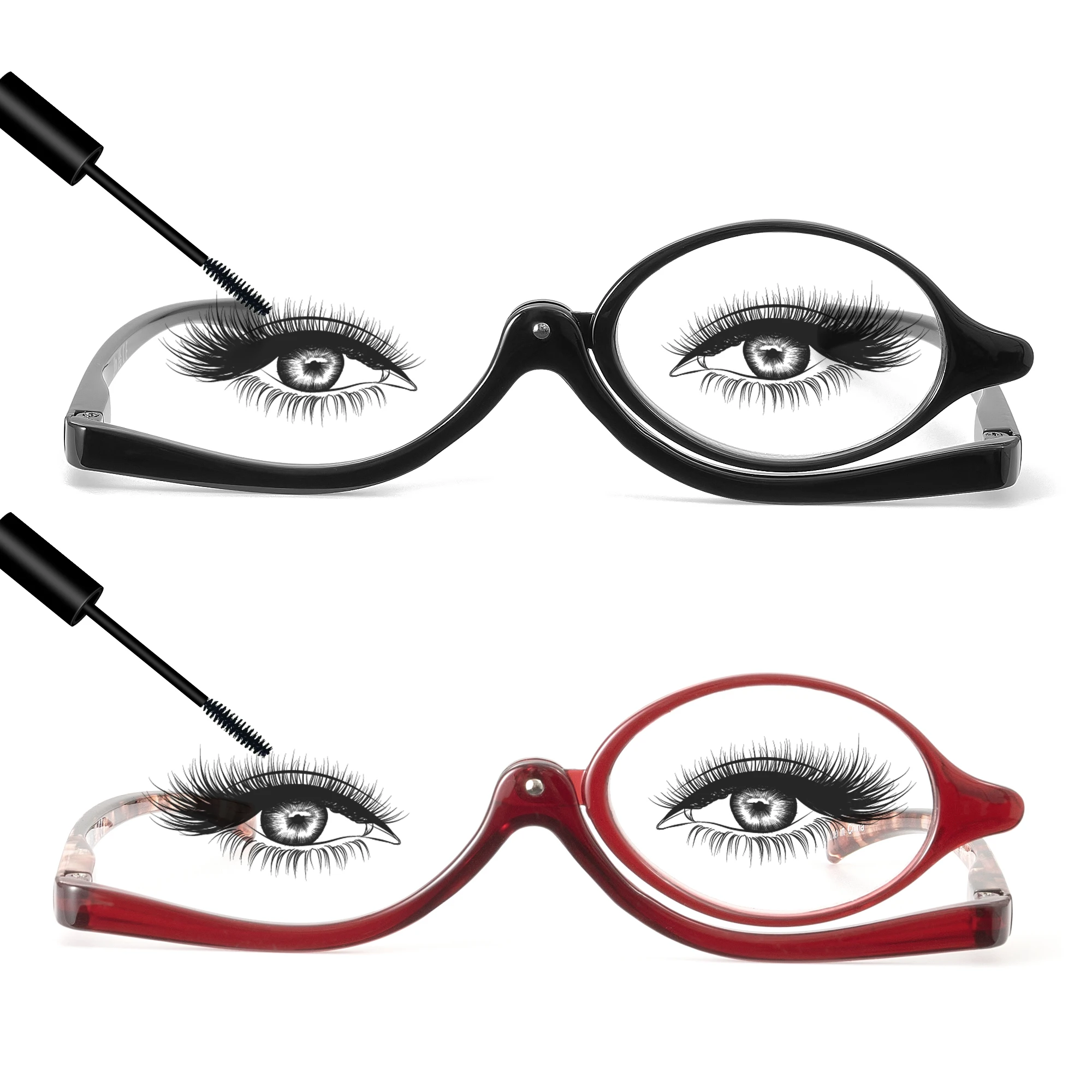 1 Pcs Makeup Reading Glasses Magnifying Flip Down Cosmetic Readers for Women with Spring Hinge +2.5 Reading Glasses Makeup Glasses