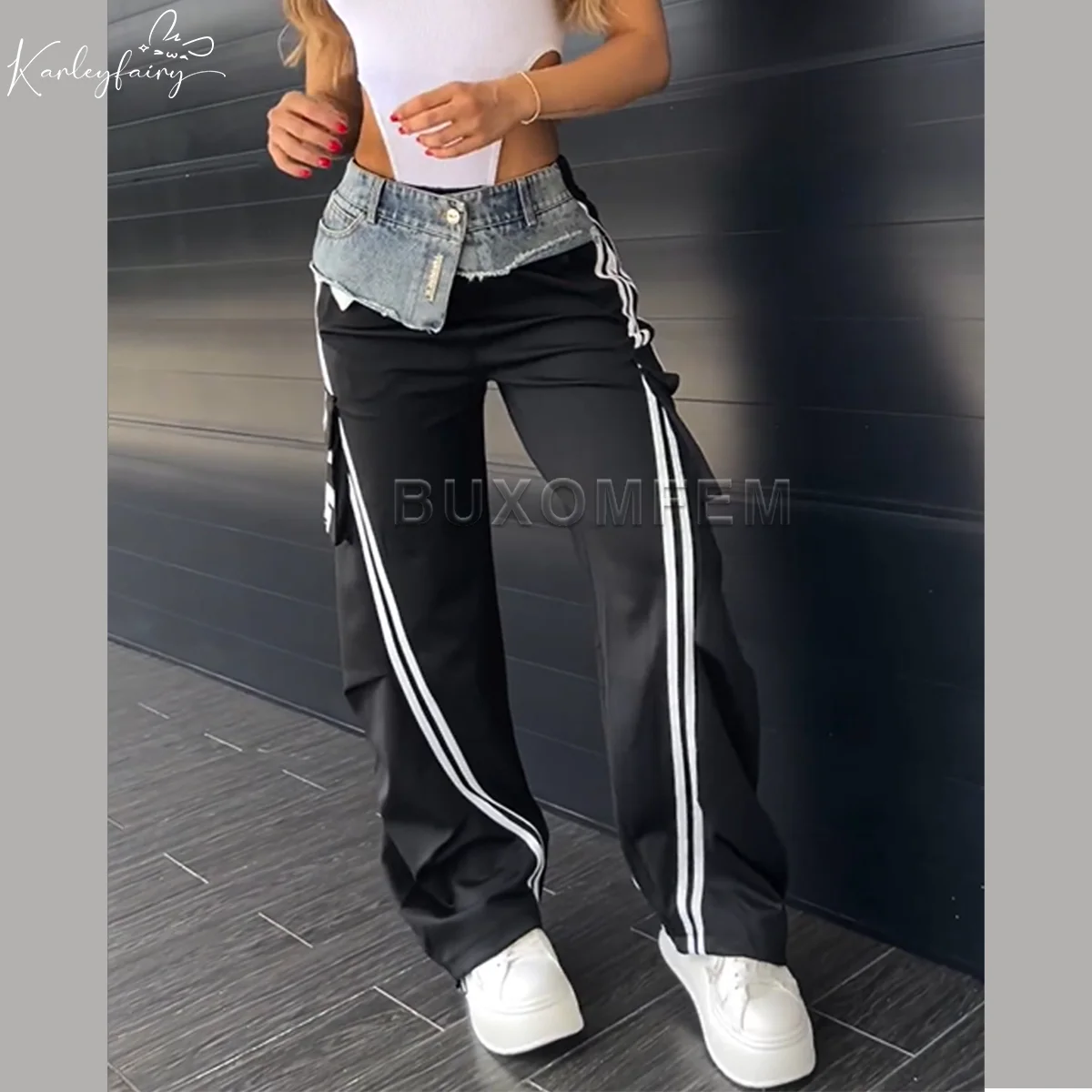 GETADME 2025 Cross border Women's Four Seasons Wide Leg Loose Drawstring Casual Fashion Pants