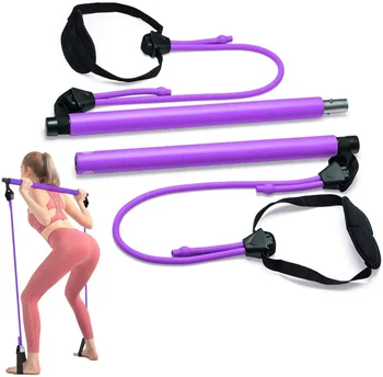 2 Latex Exercise Resistance Band - 2-Section Sticks - All-in-one Strength Weights Equipment for Body Fitness Squat Yoga 1