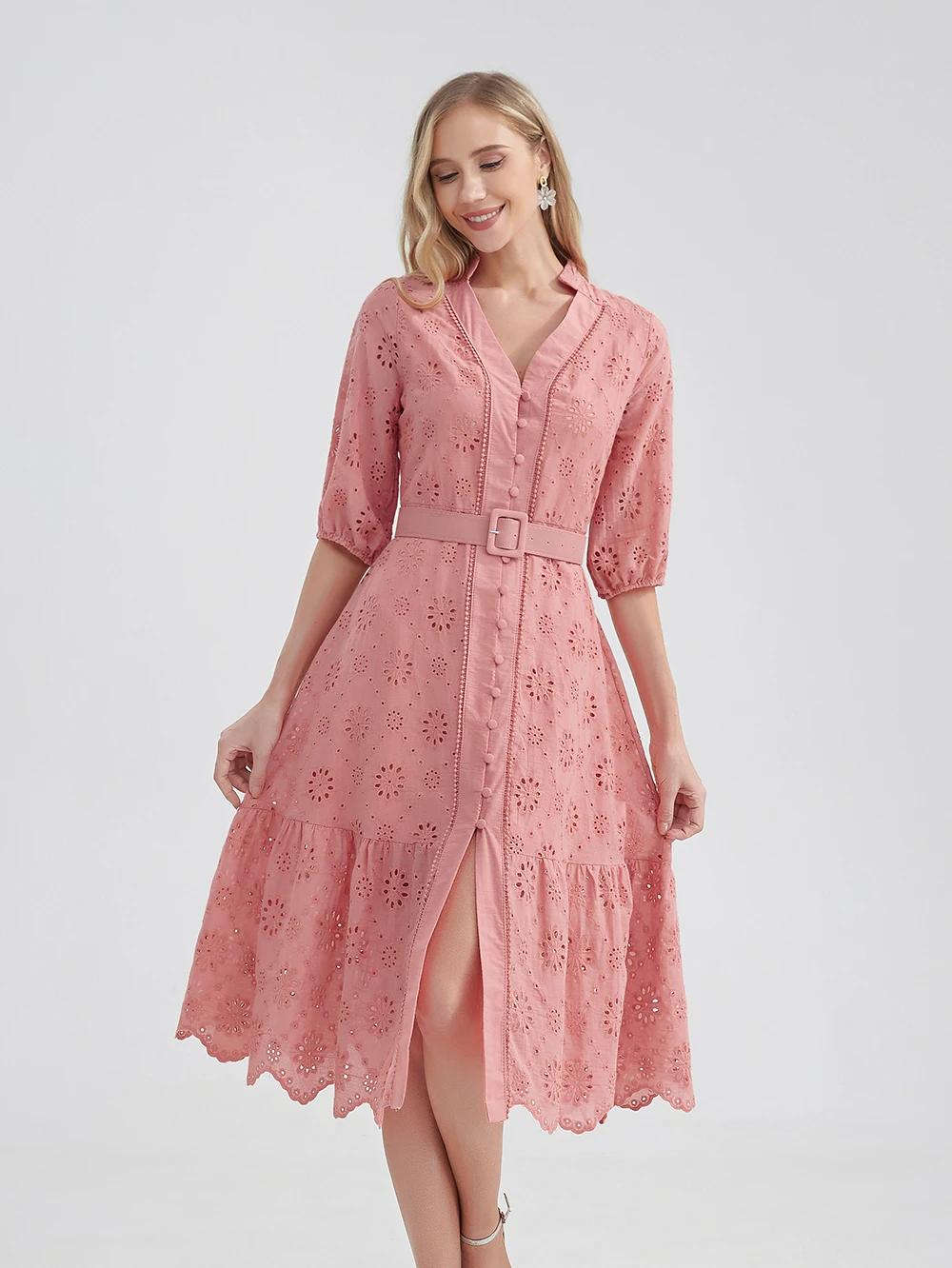 Baumwollkleid für Sommer mit halben Ärmeln – Mariella