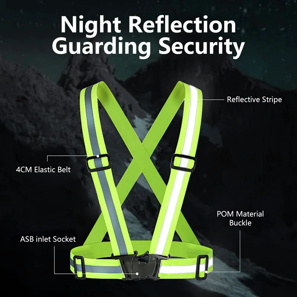 Highlight Reflective Straps Night Running Riding Clothing reflective safety vest Adjustable Safety Vest Elastic Band Belt for Adults and Children