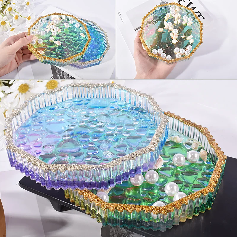 Moule en silicone de plateau de sous-verre rond de 14 cm, art de la résine,  fournitures d'artisanat, artisanat en résine, moule en silicone, assiette  de service, moule de plateau de service 