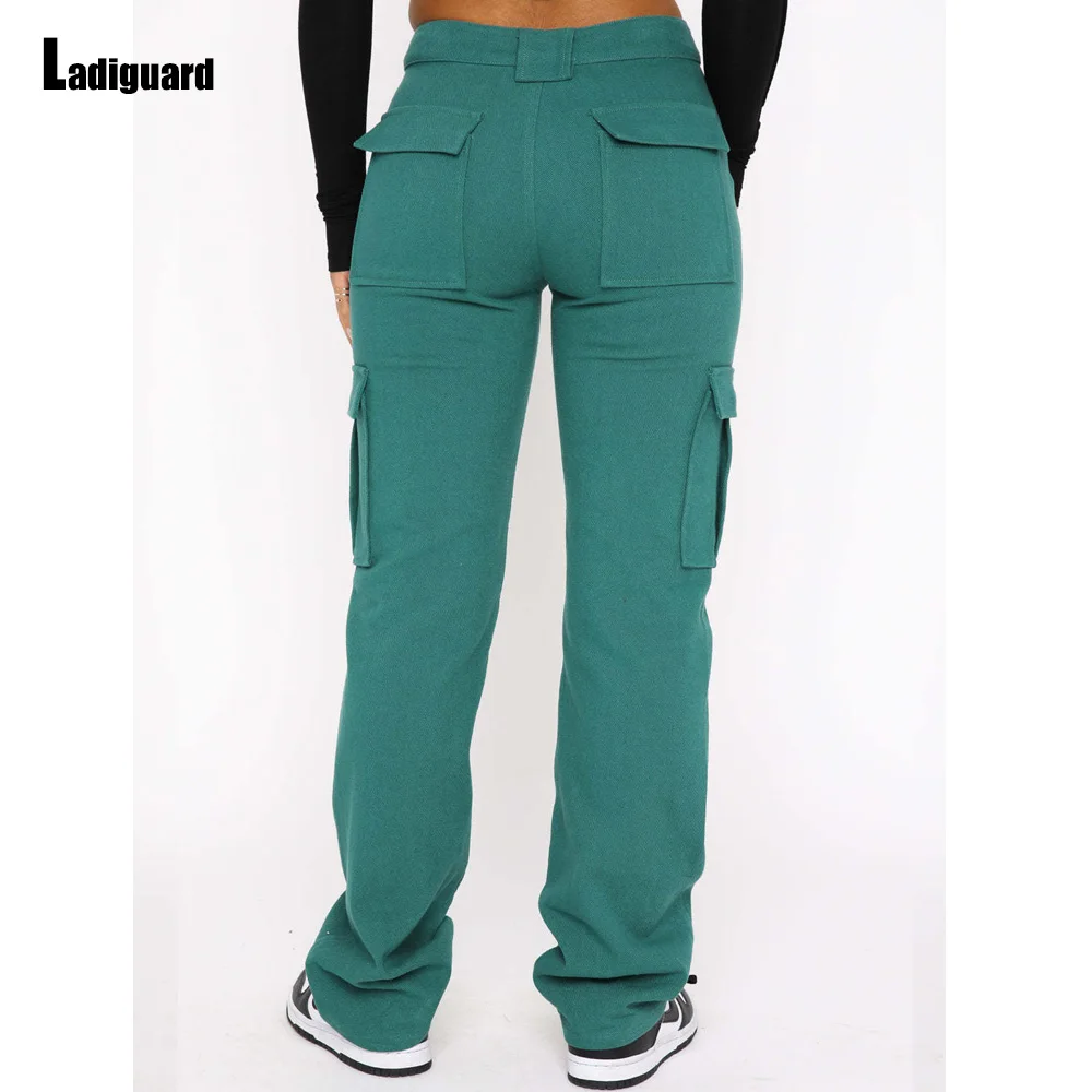 Ladiguard High Waist Jeans Denim Pants Women's Straight Leg Pants Vaqueros Mujer 2023 Female Vintage Multi-pocket Jean Wear