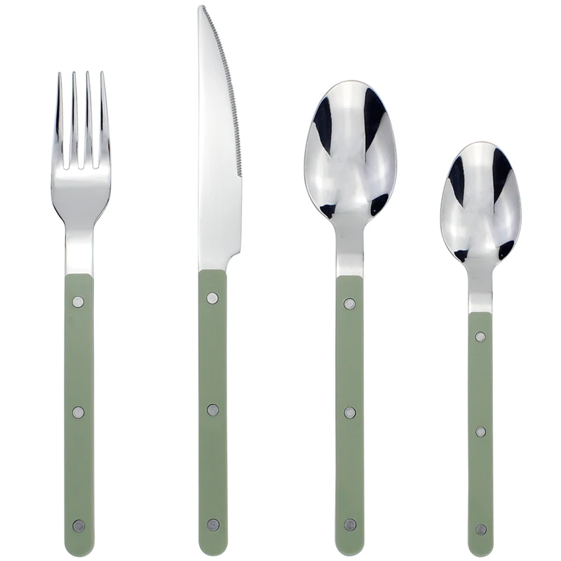 New Design Dinnerware 4 In 1 Set Stainless Steel 18/8(304) ABS Handle With Rivets Top Mirror Polishing Cutlery Sets For Kitchen