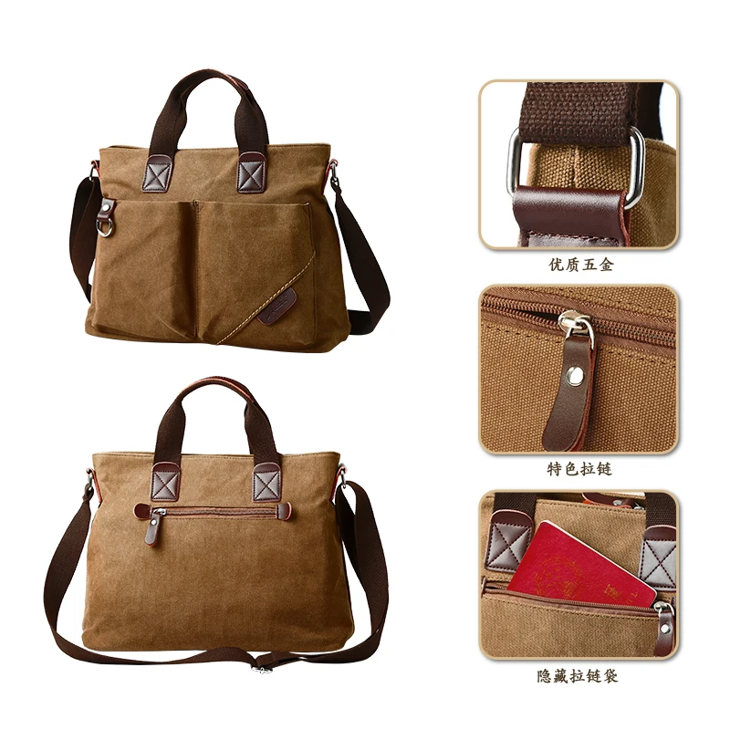 Mala de Couro Lavável para Homens Mala de Viagem Bolsala do Ombro do Mensageiro Bolsa Casual Grande Bolsas para Laptop de Negócios - Imagem 3