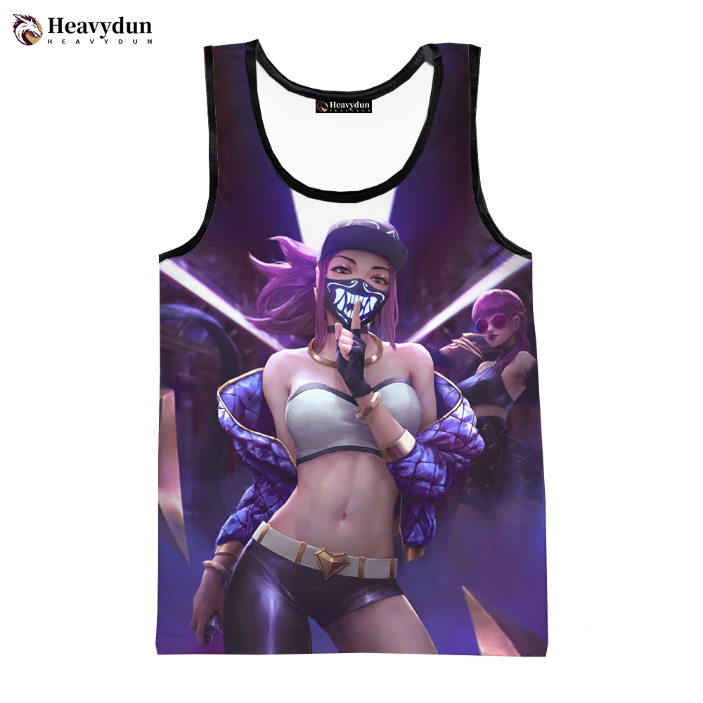 

2023 Fashion Summer Game League of Legends Akali Men Tank Tops Sleeveless Spring Harajuku Personality 3D Printed Beach Tops Tees