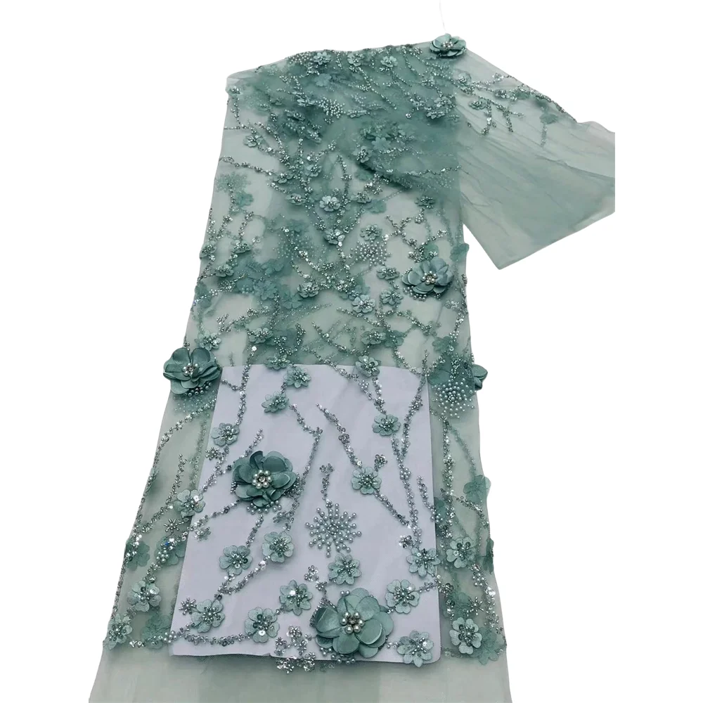 

Высококачественная французская сетчатая вышивка L-1401515 блестки, кружевная ткань, африканские нигерийские бусины, кружевная ткань для пошива свадебного платья