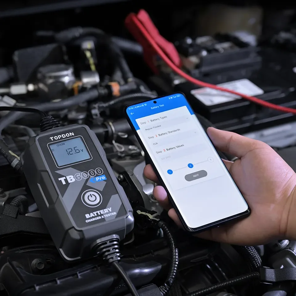 Battery Tester Lithium Battery Charger Lithium Battery Tester TOPDON TB6000 Pro 6Amp 2-in-1 Smart Car Battery Charger & Battery Tester 6V/12V Portable TB6000Pro DIY Lead Acid Lithium