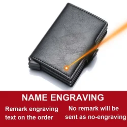 Men's Personalized Carbon Fiber RFID - Blocking Wallet - Double - Layer Card Holder with Free Name Engraving (Black)