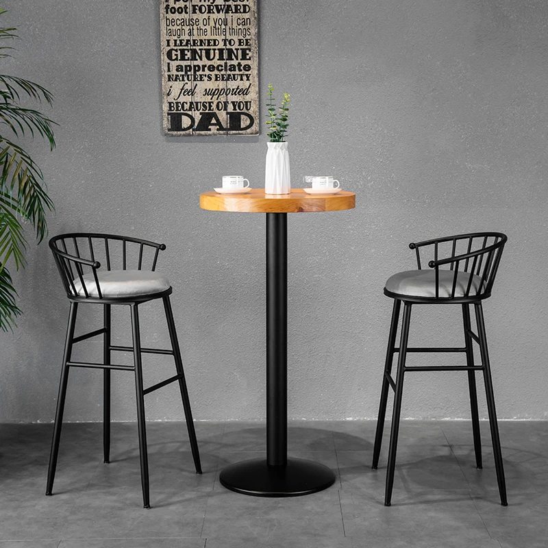 

High stool wrought iron bar chair retro table and chair combination bar chair light luxury backrest industrial style bar stool