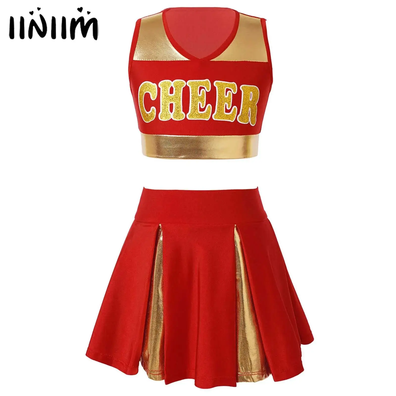 

Детские школьные костюмы для девочек, балетные танцевальные костюмы, рифленый топ с буквенным принтом и эластичными элементами