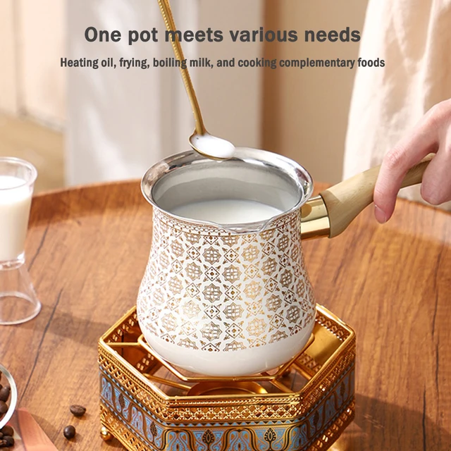 Middle Eastern stainless steel milk pot, Turkey long handled coffee pot, Small complementary food pot for home kitchen, 720ml 4