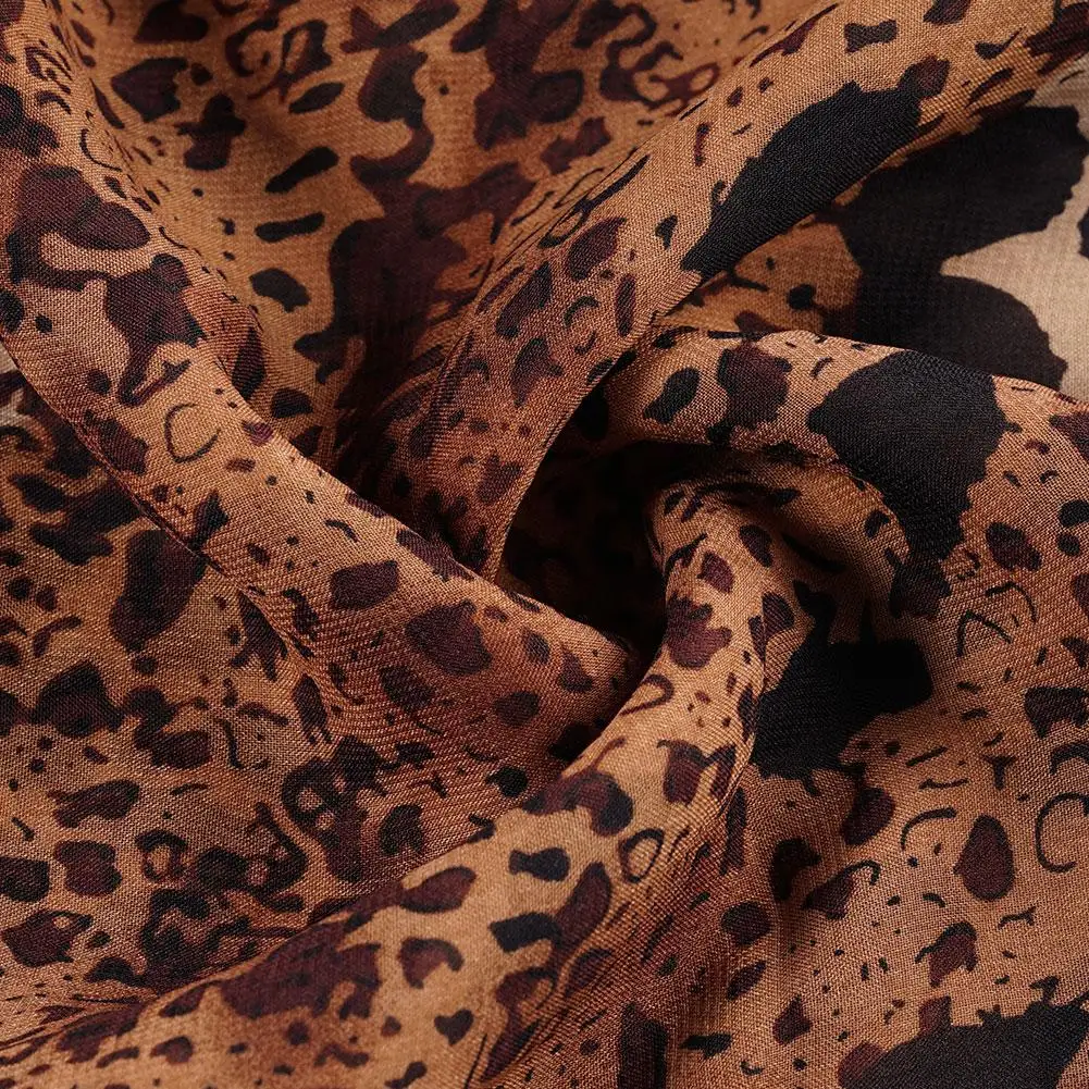 Fashion Leopard Scarf New Korean Fashion Chiffon Scarf Wrap Shawl Stole Scarves Wraps For Women Elegant Long Neck Large