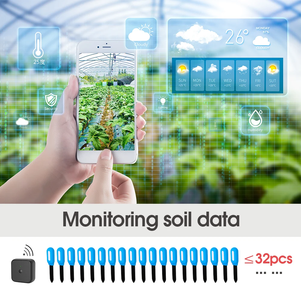 WiFi Bluetooth-compatible Plant Monitor Soil Tester Smart Track Intelligent Sensor Moisture Temperature Detector for iOS Android 6