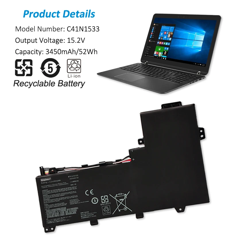 Bateria do Portátil de Kingsener 15.2v 52wh C41n1533 para Asus Zenbook Aleta Q524u Q534u Q534ux Ux560uq Ux560ux Série 0b20002010300 - Imagem 4