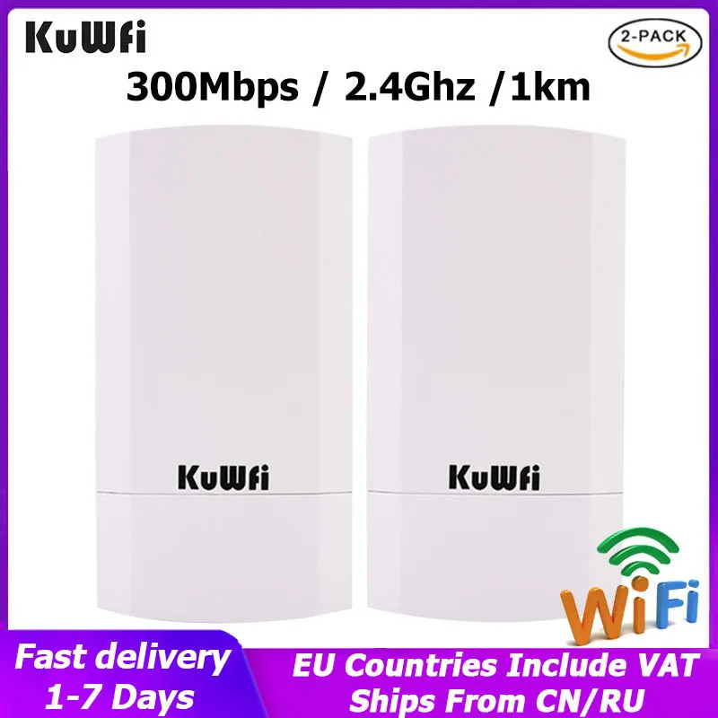 KuWFi 300Mbps Wireless Bridge Router Outdoor 2.4G 1KM Wireless Repeater/Wifi Signal Amplifier Wifi Extender For Camera 32users