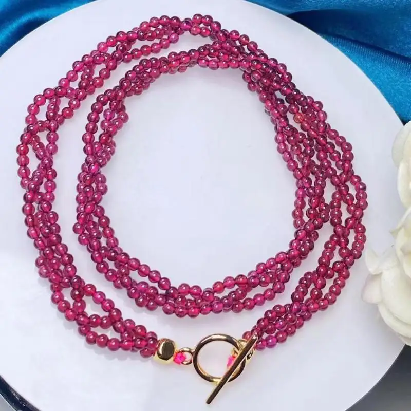 

7a Natural Garnet Bracelet Women Fine Jewelry Accessories Genuine Garnet Stone Beads Braided Bracelets Woman Gemstone Bangles