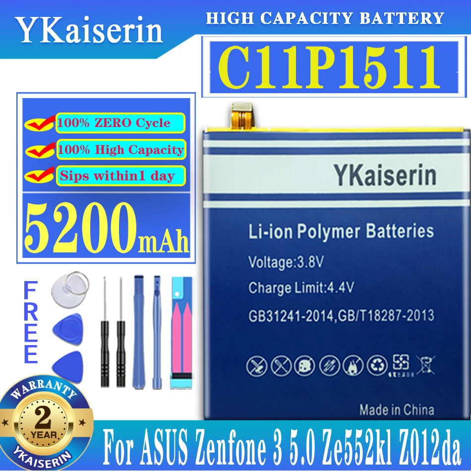 

Original YKaiserin For ASUS C11P1511 Battery For ASUS Zenfone3 Ze552kl Z012da Z012de Straight Line 5200mAh High Capacity