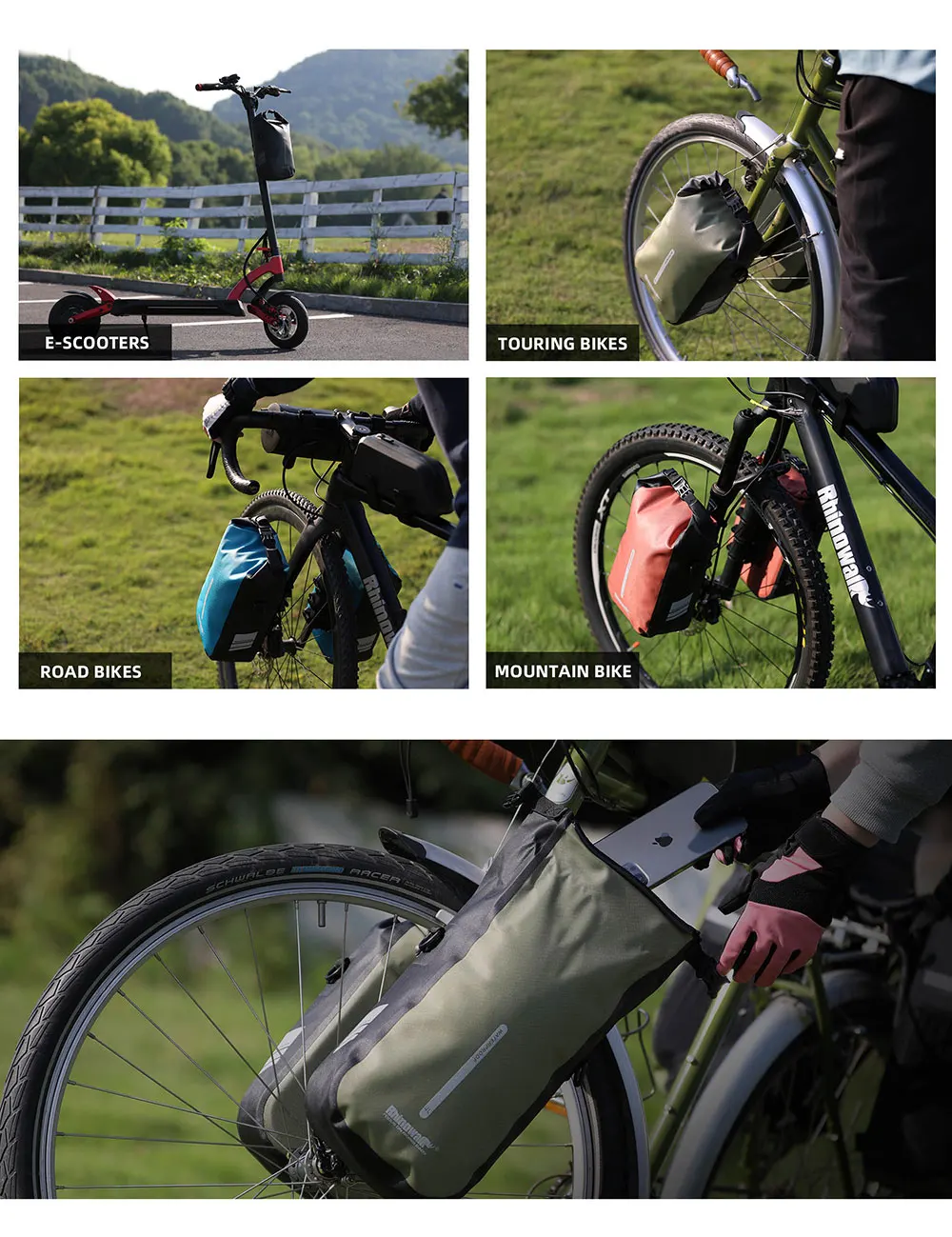 Rhinowalk 4L 6L Elektrische Roller Tasche 100% Wasserdichte Sport Roller Fahrrad Quick Release Gabel Tasche Zubehör Für Xiaomi – Detail 8