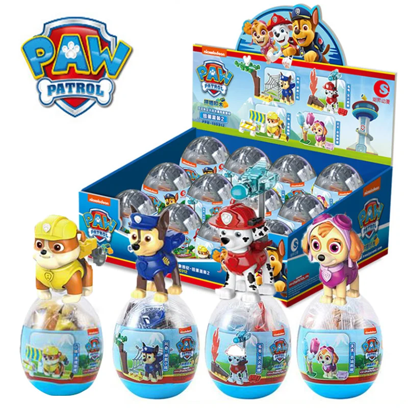 Genuine Paw Patrol Egg Block Action Figure Gashapon Puppy Toy Mighty Pup Super Paws Chase Marshall Skye Macerie Anime Rescue