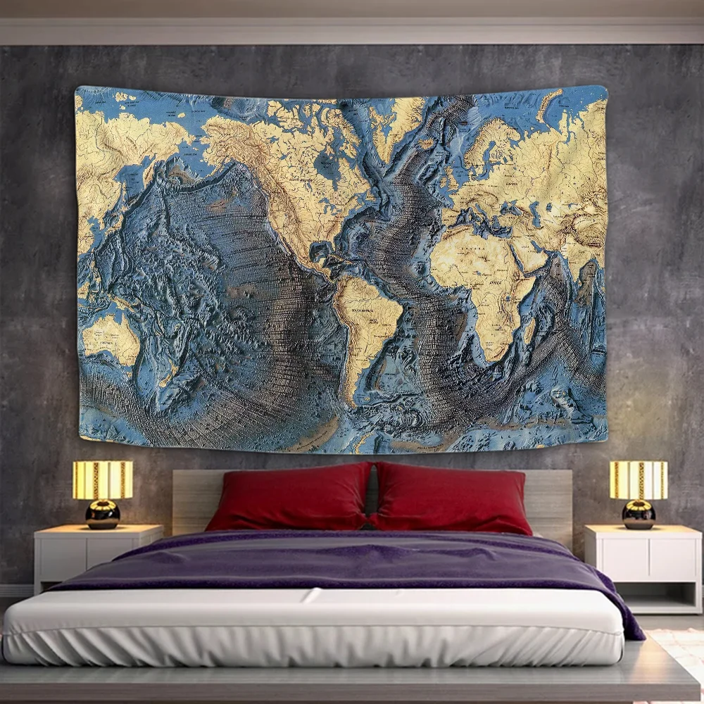 World Map Tapestry for Bedroom Decoration Photo Paper on the Wall Decor Room Decorating Items Home Decorations Tapries Aesthetic