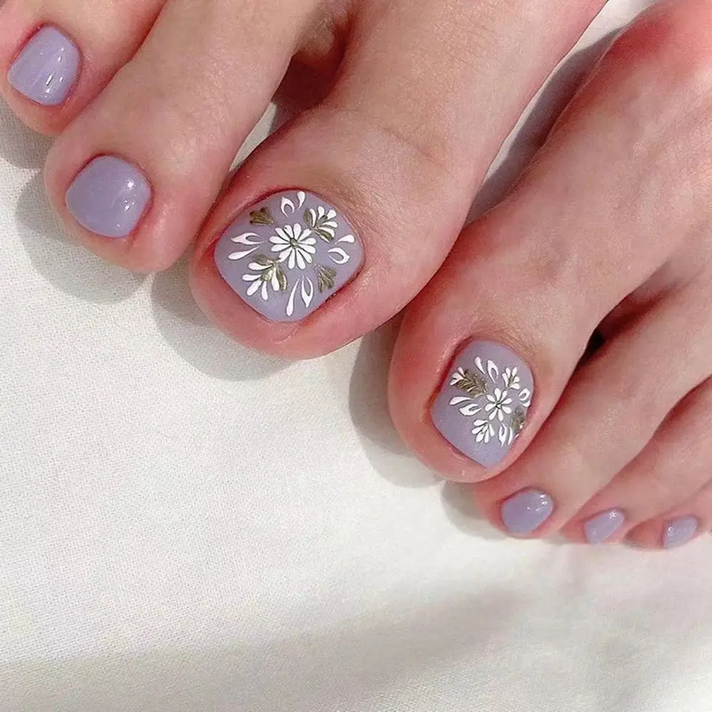 Summer Flowers Toe Nail Art Design - YouTube