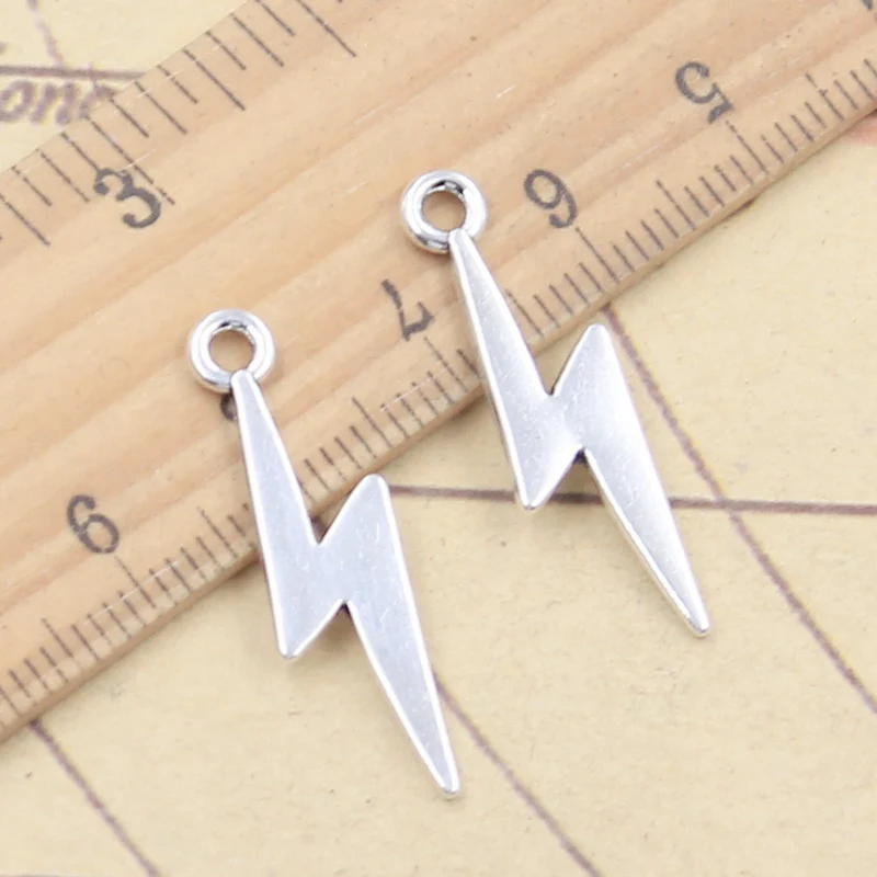 20 stücke Charms Blitz Blitz 28x7mm tibetische silberne Farbe Anhänger antiken Schmuck machen DIY handgemachtes Handwerk