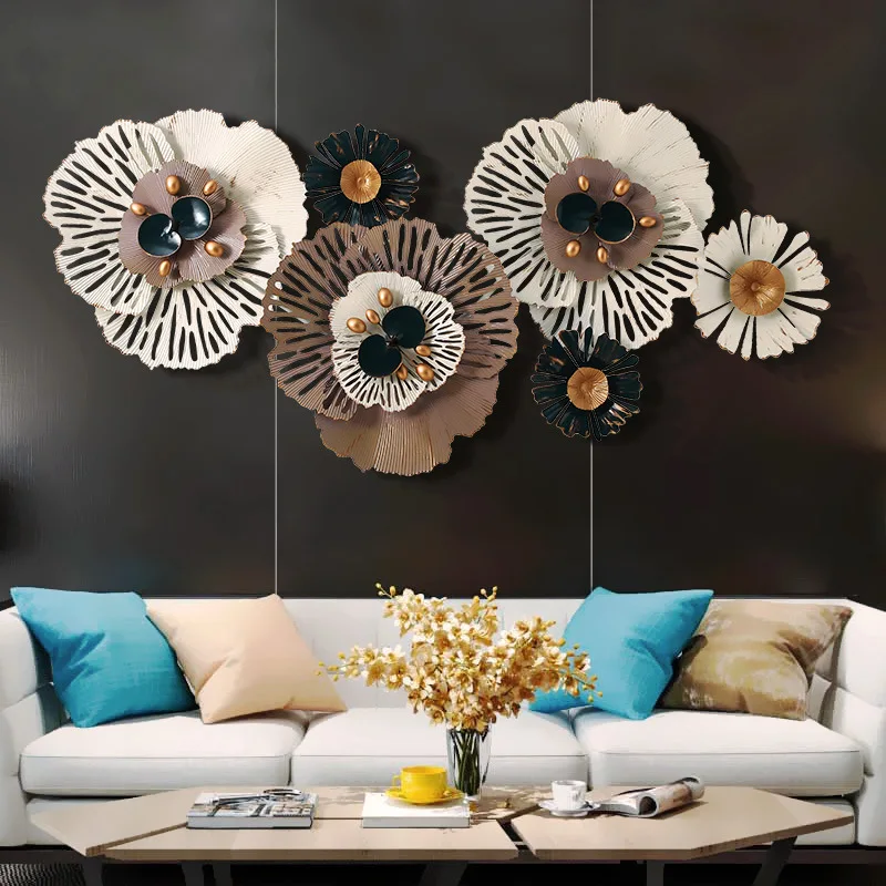 

European Style Luxury TV Background Wall Decoration Wall Hanging Pieces Creative Flower Iron Art Living Room Bedroom Room Layout