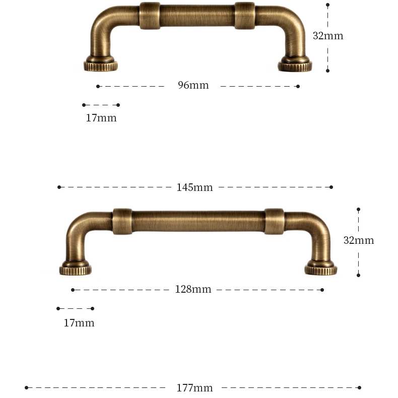 pipe shaped brass pull handle cabinet hardware