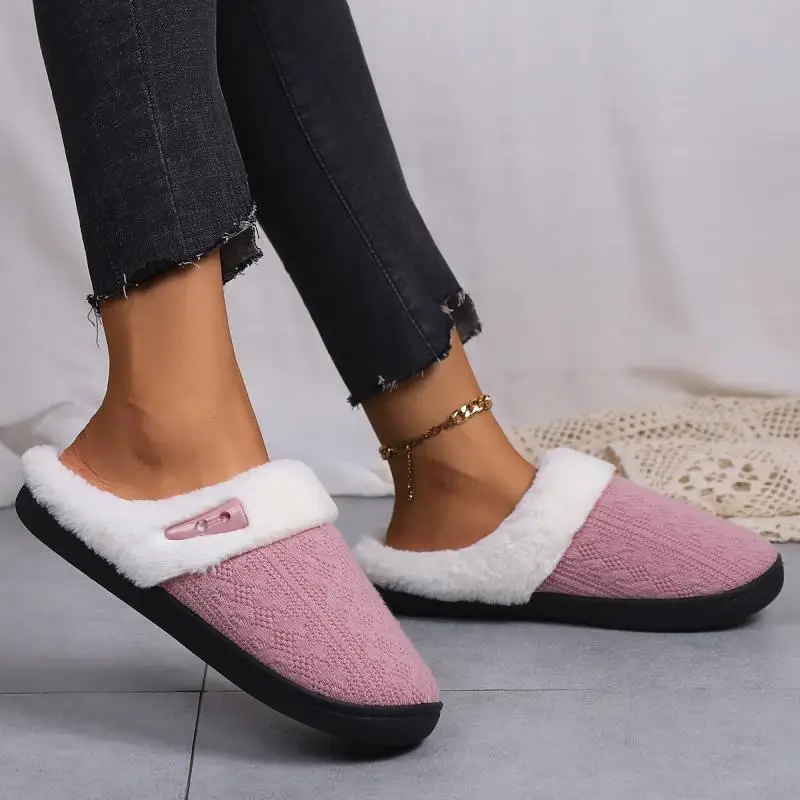Platform Fluffy Slippers Women House Plush Fashion Designer Winter Shoes Ladies Flats Warm Home Casual Footwear Elegant Big Size — view 4