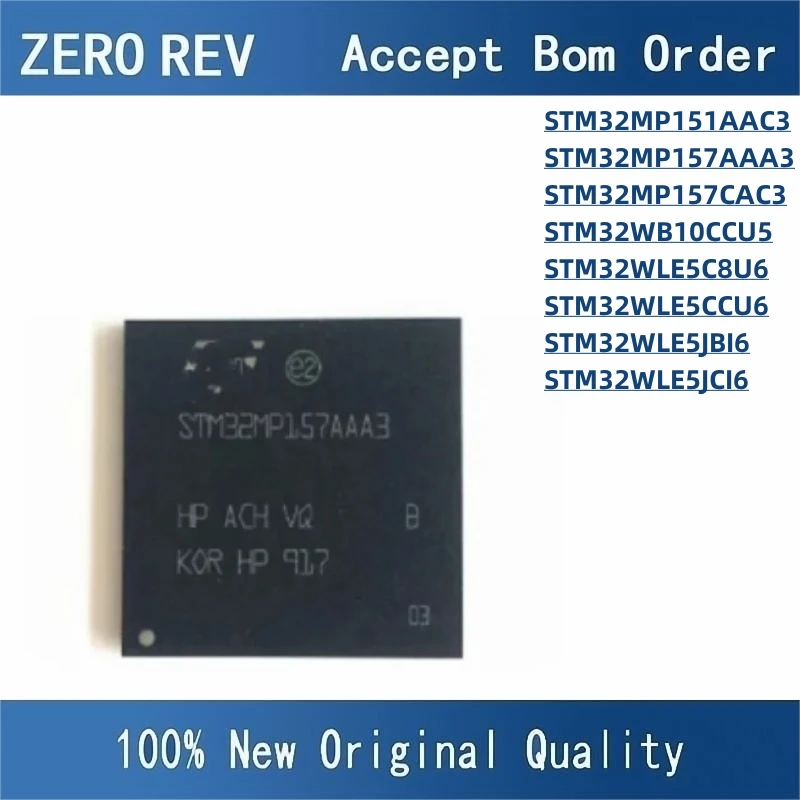 

100% New STM32MP151AAC3 STM32MP157AAA3 STM32MP157CAC3 STM32WB10CCU5 STM32WLE5C8U6 STM32WLE5CCU6 STM32WLE5JBI6 STM32WLE5JCI6 IC