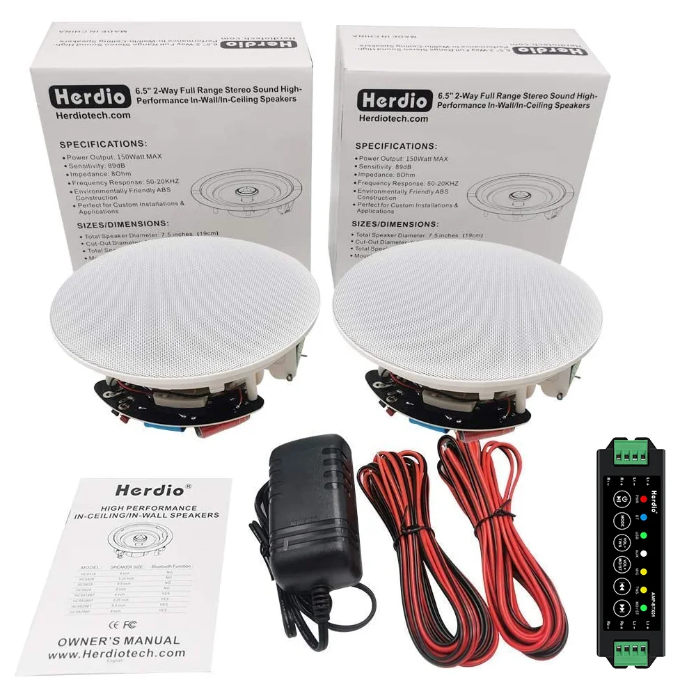 Herdio300WHomeBluetoothRecessedSpeakers8Ohm65FlushMountin