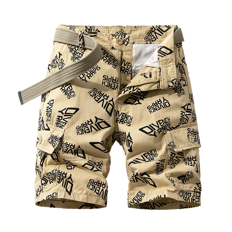 Fashion Printed Beach Shorts Men's Summer Fashion Brand Middle Pants Loose Straight Casual All-Matching Work Clothes Fifth Pants
