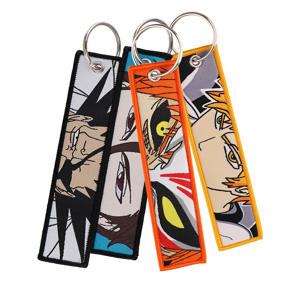 

QE082 Cool Anime Embroidery Key Fobs Key Tag Motorcycles Cars Backpack Chaveiro Keychain For Friends Key Ring Gifts