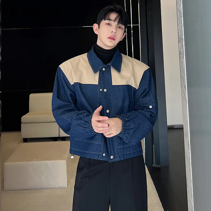 

LUZHEN Style Jackets Fashion Safari Denim Spliced Trend Men's Patchwork Short Outerwear 2023 Male Niche Design Autumn New 256acb