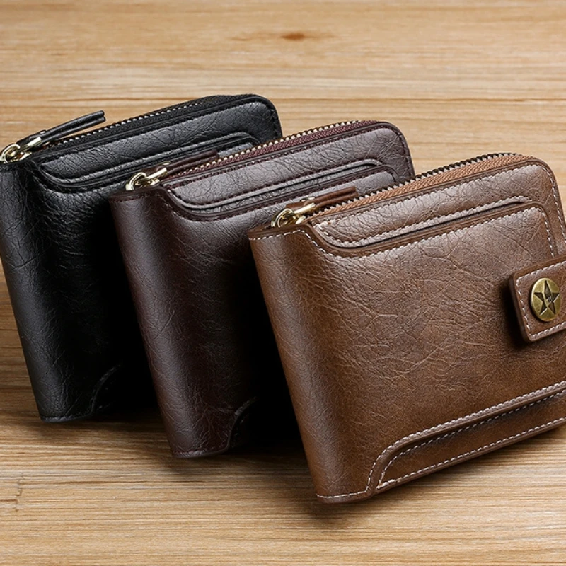 

Vintage Small Men's Wallet Pu Leather Short Purse Men Hasp Zipper Clutch Solid Porte Feuille Hommes Porte Monnaie Homme