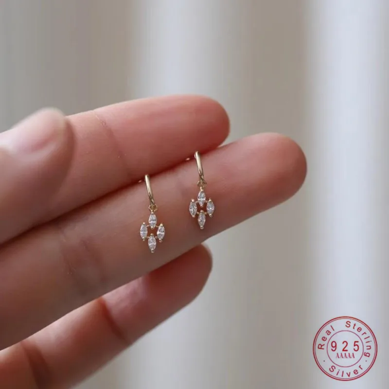 925 Sterling Silver Plated 14K Gold Japanese Vintage Diamond Zircon Pendant  Earrings for Women Girl Exquisite Everyday Jewelry - AliExpress