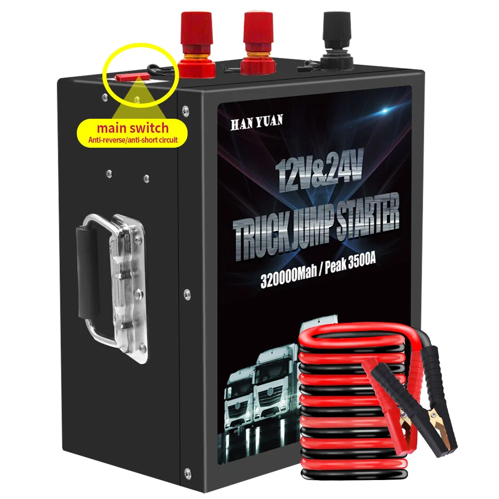 

320000mah big capacity Truck Start Device Battery Jumper With Cables use for 12V 24V vehicles Car Emergency tool Jump Starter