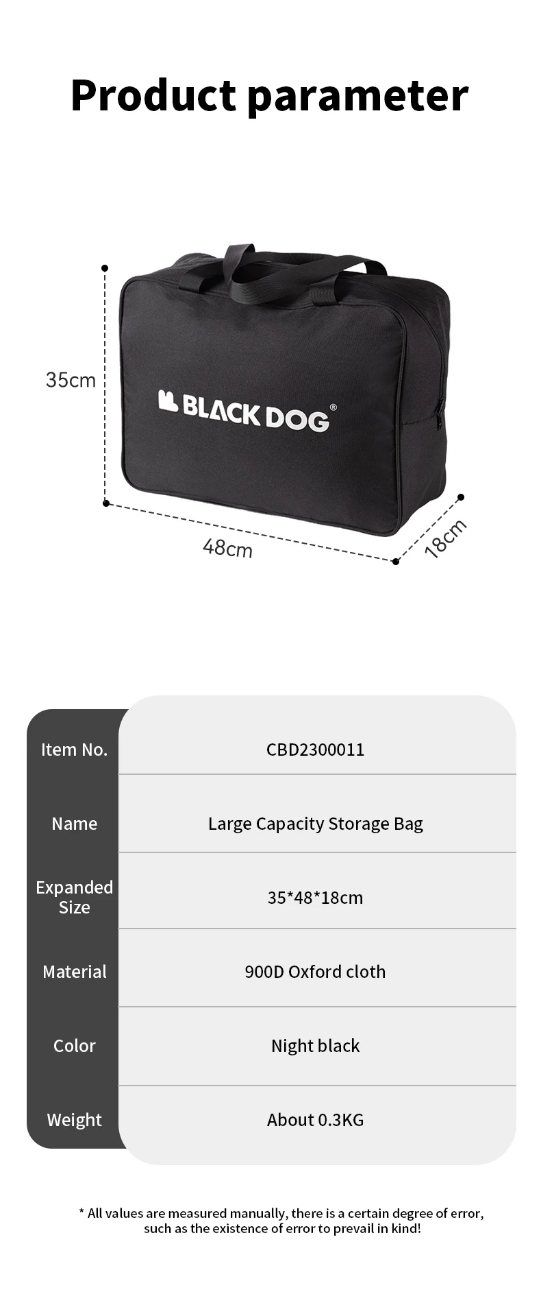 Schwarzer Hund Outdoor-Reise multifunktion ale Aufbewahrung tasche 30l große Kapazität Aufbewahrung tasche 900d Oxford Stoff Camping ausrüstung – Detail 4