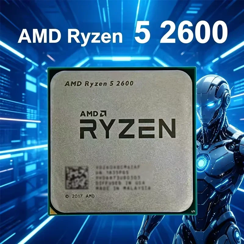 AMD Ryzen 5 2600 R5 2600 6코어 12스레드 AM4 DDR4 데스크탑 CPU (B450 X470 마더보드 업그레이드 PC 조립용)