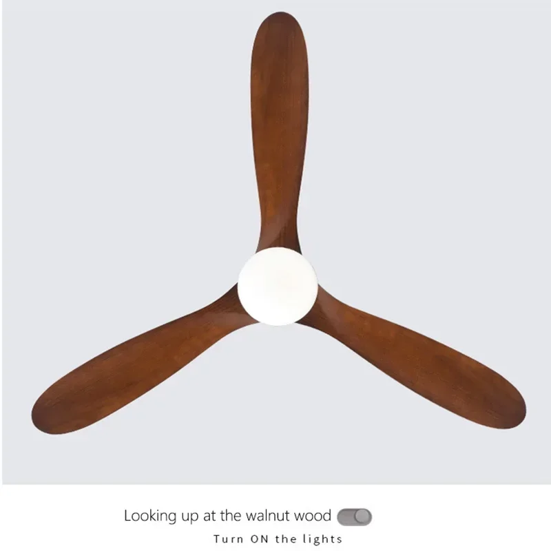 52inch Low Floor LED Ceiling Fan Lights With Remote Control Indoor Restaurant Solid wood fan leaves Fan Chandelier
