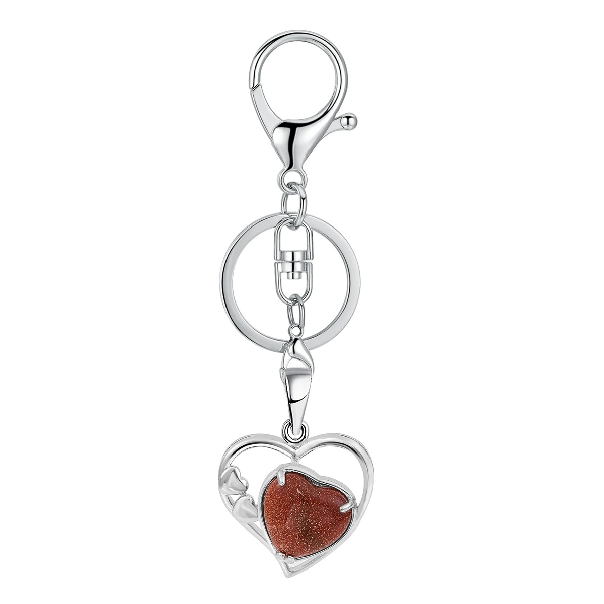 

JOYA GIFT Red Goldstone Heart Keychain for Women Forever Gemstone Pendant KeyRing Chain Jewelry Valentine's Day Anniversary