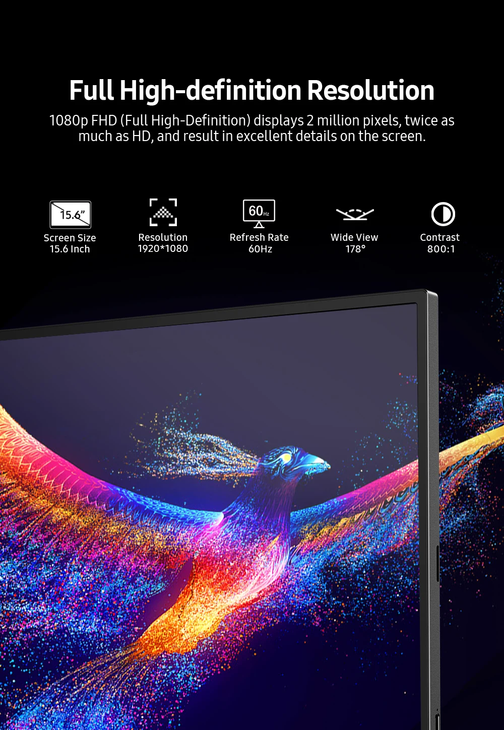 EVICIV-15.6 ġ ġũ ޴  FHD 1920x1080  Ŀ,  ÷ PC Ʈ Xbox PS4/5 ġ